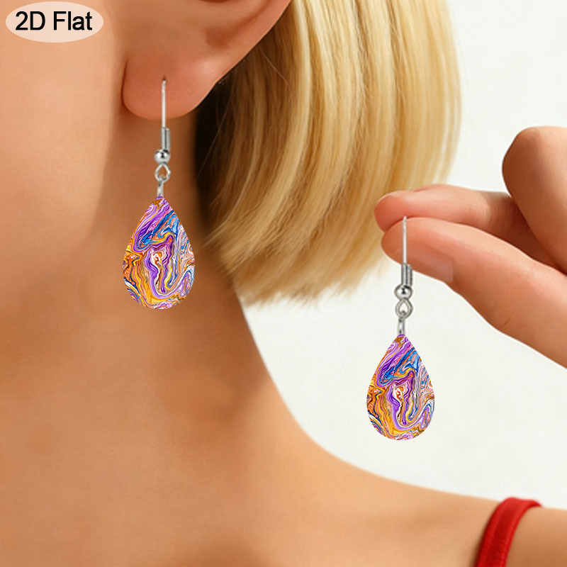 Women's Dual Design Swirl PU Dangle Earrings